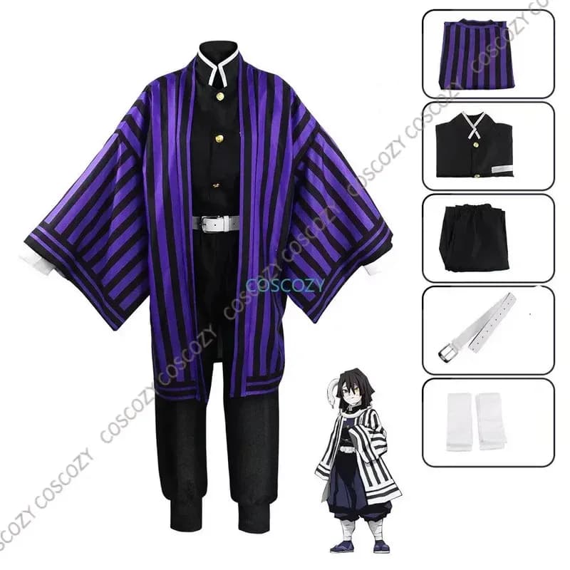 Viola/Nero Anime Demone Fantasma Killer Iguro Obanai Haori Kimono Costume Cosplay Serpente Bianco D4;v'5,f;6.j;8'