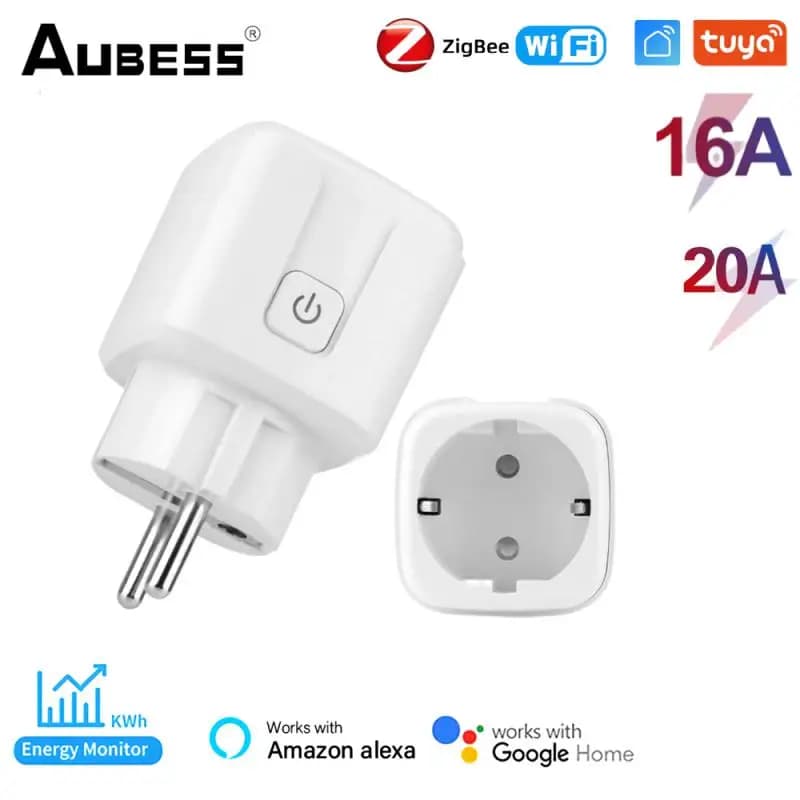 AUBESS TUYA Zigbee/WiFi Intelligent Power Meter 16/20A EU Plug Wireless remote control via APP Smart Life Support Alexa Google