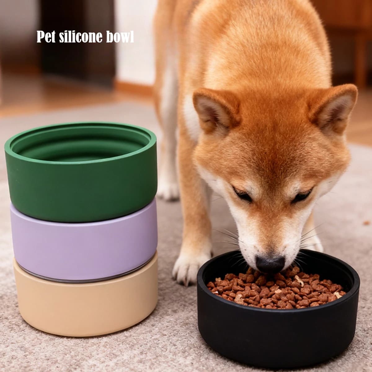 Ciotola per Cani in Silicone Alimentare, Antiscivolo e Antiurto, per Acqua e Cibo
