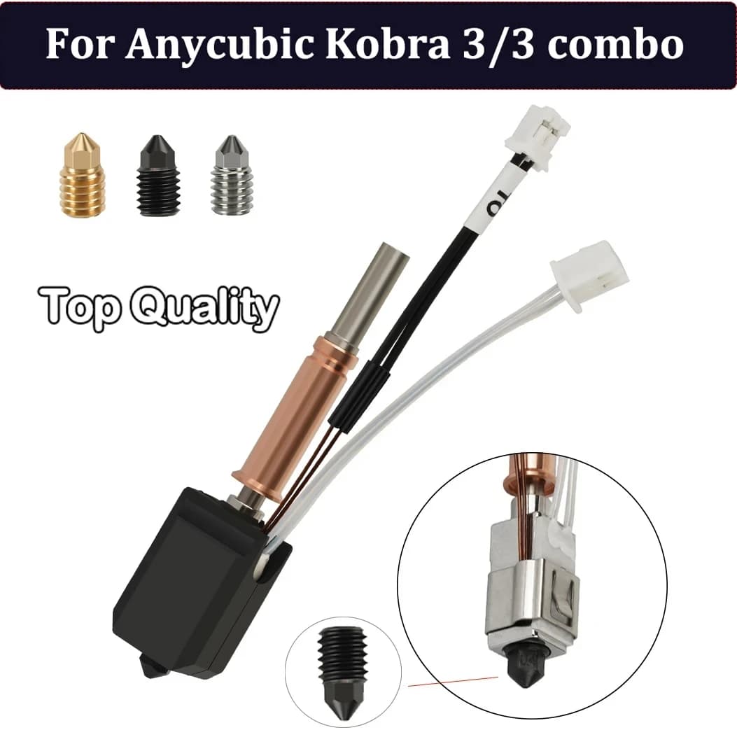 Kit Hotend aggiornato per Anycubic Kobra 3 Bi metallo Heatbreak Hot End 24V 60W Tubo riscaldante termistore per Anycubic Kobra 3 Combo