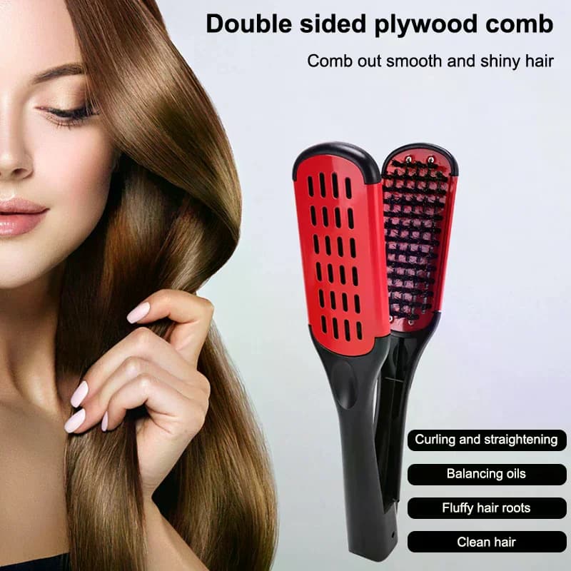 Professional hair plate for hairdresser Nylon hair brush for ironing hair Double brushes V-shaped comb clamp does not damage Styling tools Make by yourself