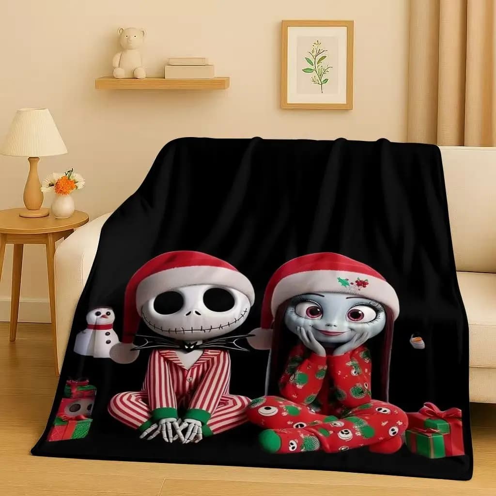 Coperta in flanella Sanrio Nightmare Before Christmas Cartoon Jack, peluche ultra morbido per l'ufficio della copertura del divano del letto della camera da letto di casa