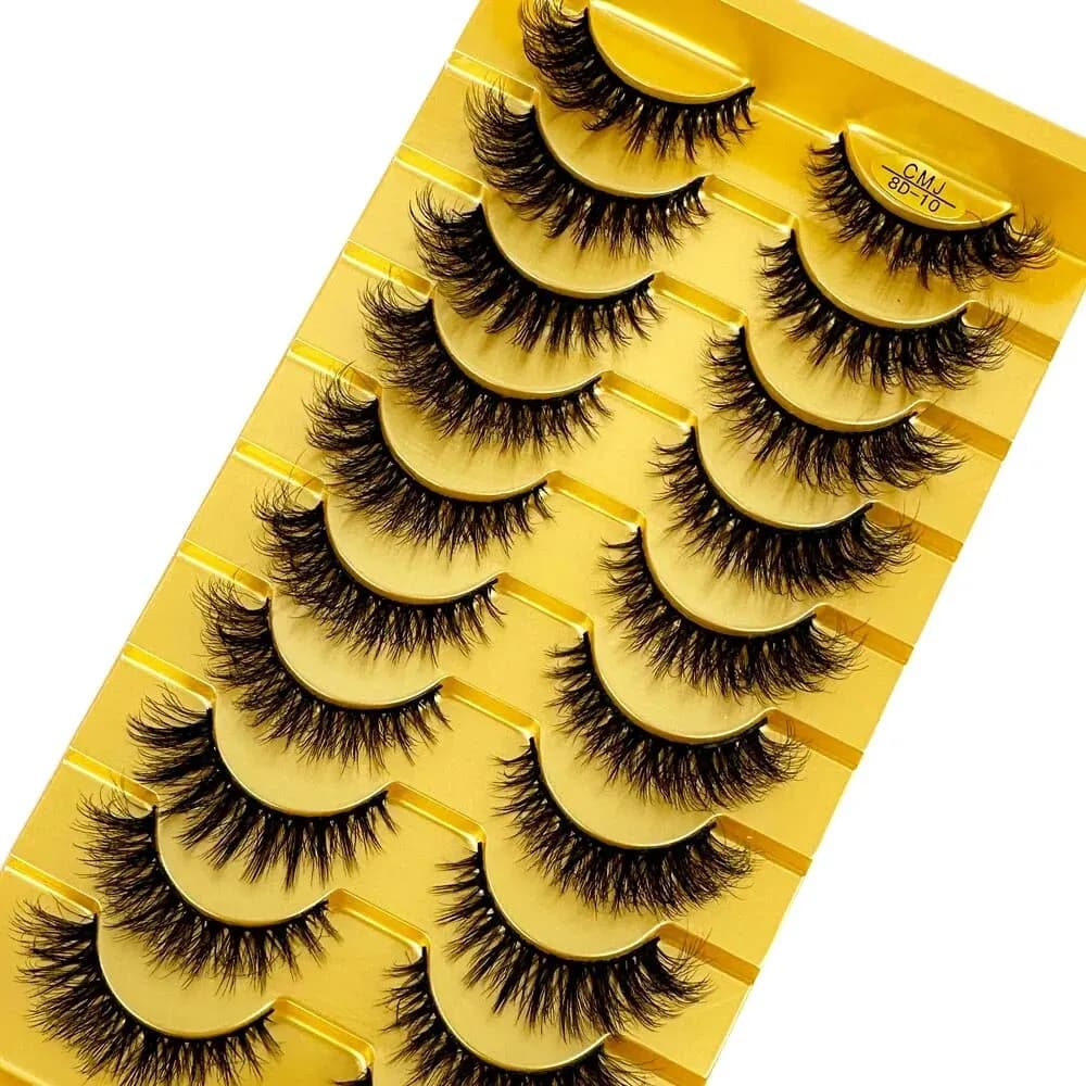 NUOVI 10 Paia di Ciglia Finte 8D in Visone Sintetico, Morbide e Voluminose, per un Trucco Occhi Naturale e Accattivante
