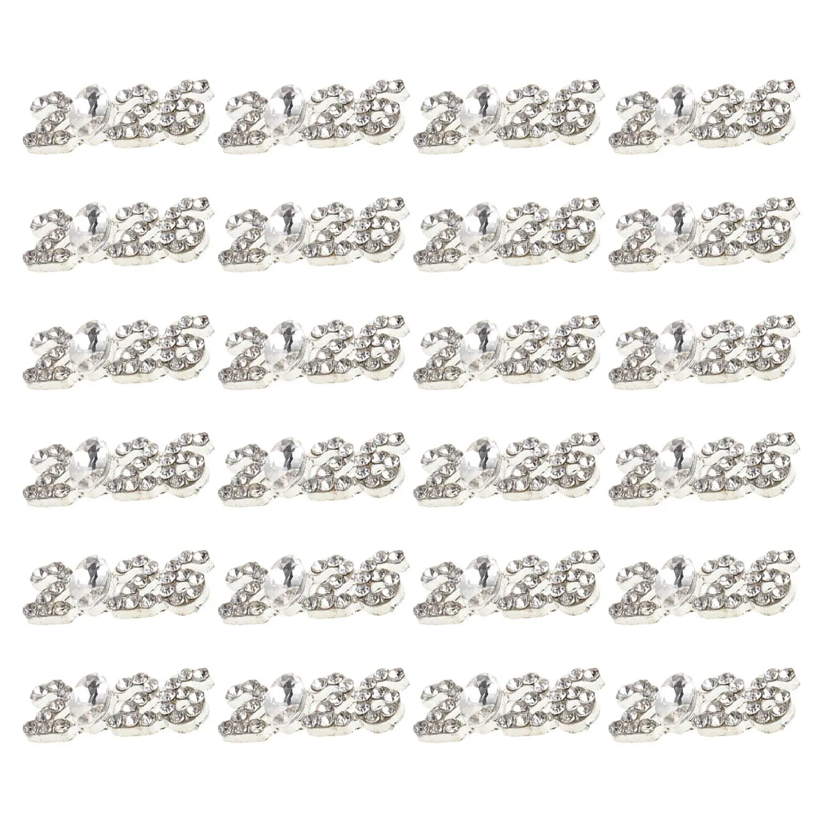 40 Pezzi Decorazioni per Unghie con Strass, Design Numerico 2026, Accessori per Nail Art, Gioielli in Strass Argento