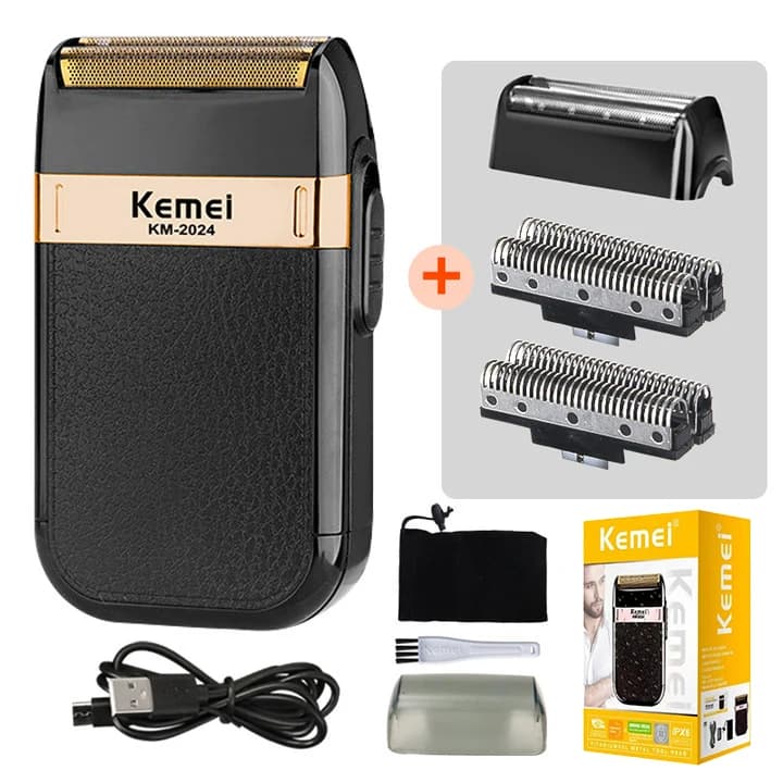 Kemei KM-2024 Rasoio Elettrico per Gli Uomini Doppia Lama Alternativa Cordless Rasoio USB Ricaricabile Macchina da Barba Barbiere Trimmer