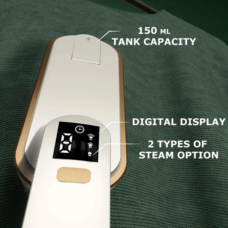 Piroscafo da viaggio di vendita caldo per vestiti Mini portatile -1200 Watt 10S Riscaldamento rapido - Con display digitale per casa, viaggi, viaggi