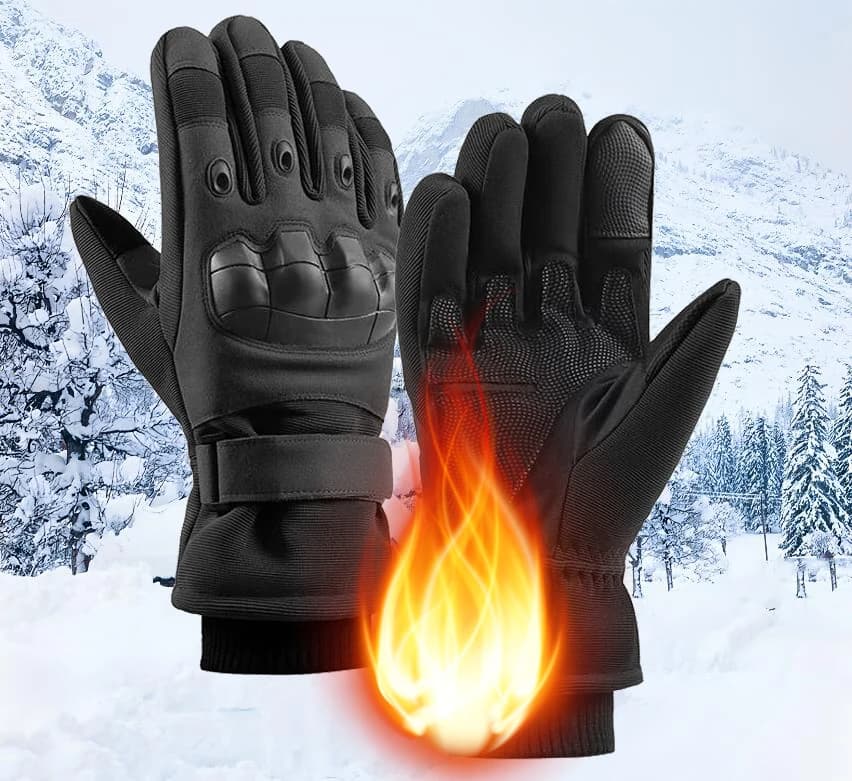 Guanti da moto touch screen Guanti da moto invernali antivento Guanti da moto con dita intere Guanti da equitazione per moto da uomo neri