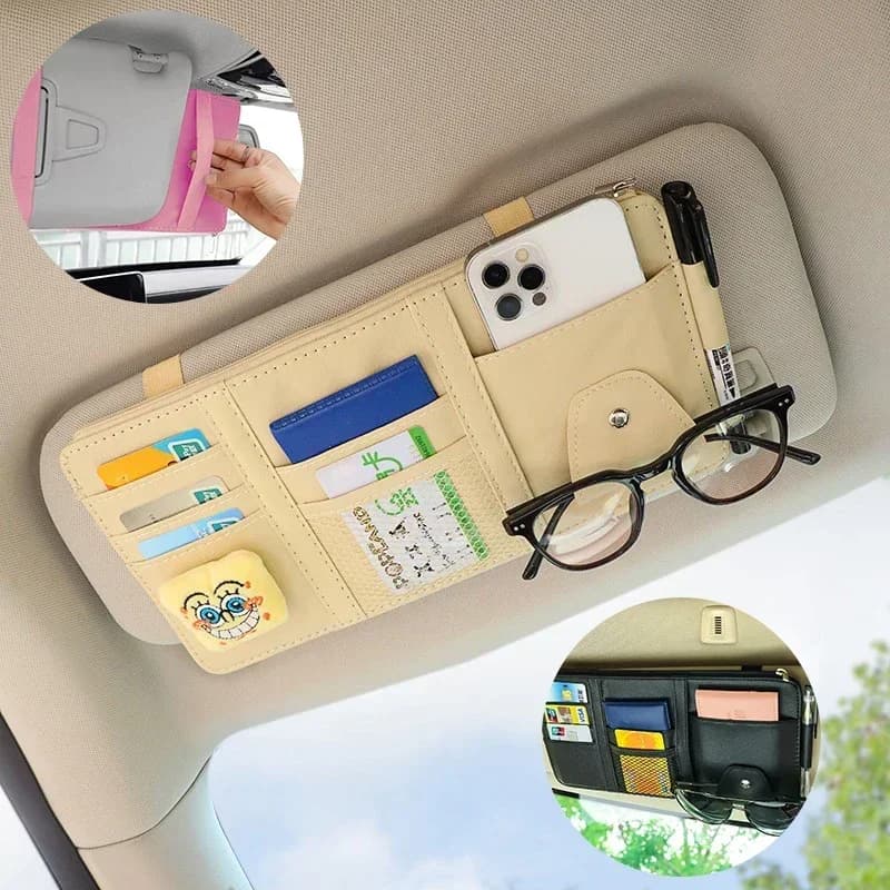 Organizzatore per Auto Amagi: Porta Penne, Porta Biglietti da Visita, Porta CD, Scatola Portaoggetti, Clip per Occhiali da Sole, Accessori per Auto