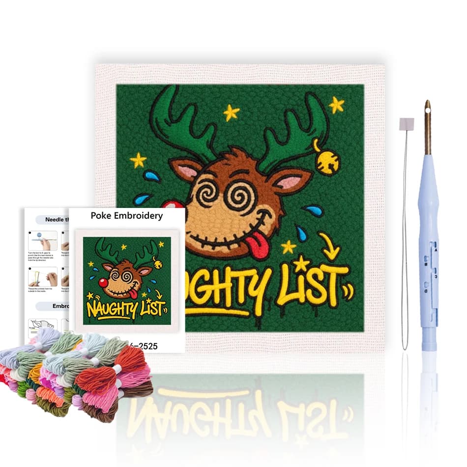 GATYZTORY embroidery punch needle starter kit Tufting Handwork Christmas Deer Yarn embroidery kit for beginners Sewing 25x25cm