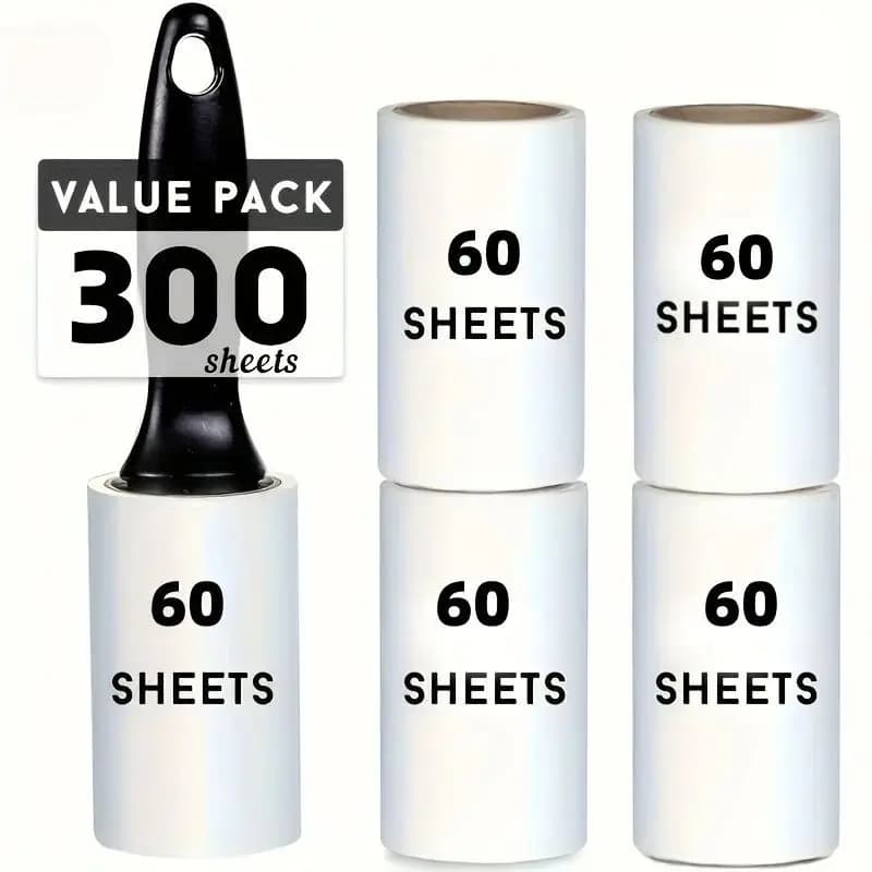 60 Sheets Extra Sticky Pet Hair Lint Roller Portable Dust Dirt Remover for Clothes Sofa Carpet