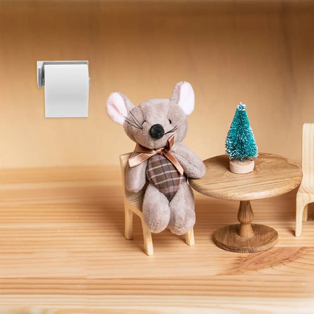 1Set Miniature Toilet Paper Holder Realistic Dollhouse Bathroom Accessory Simulation Paper Rolls Charming Scene