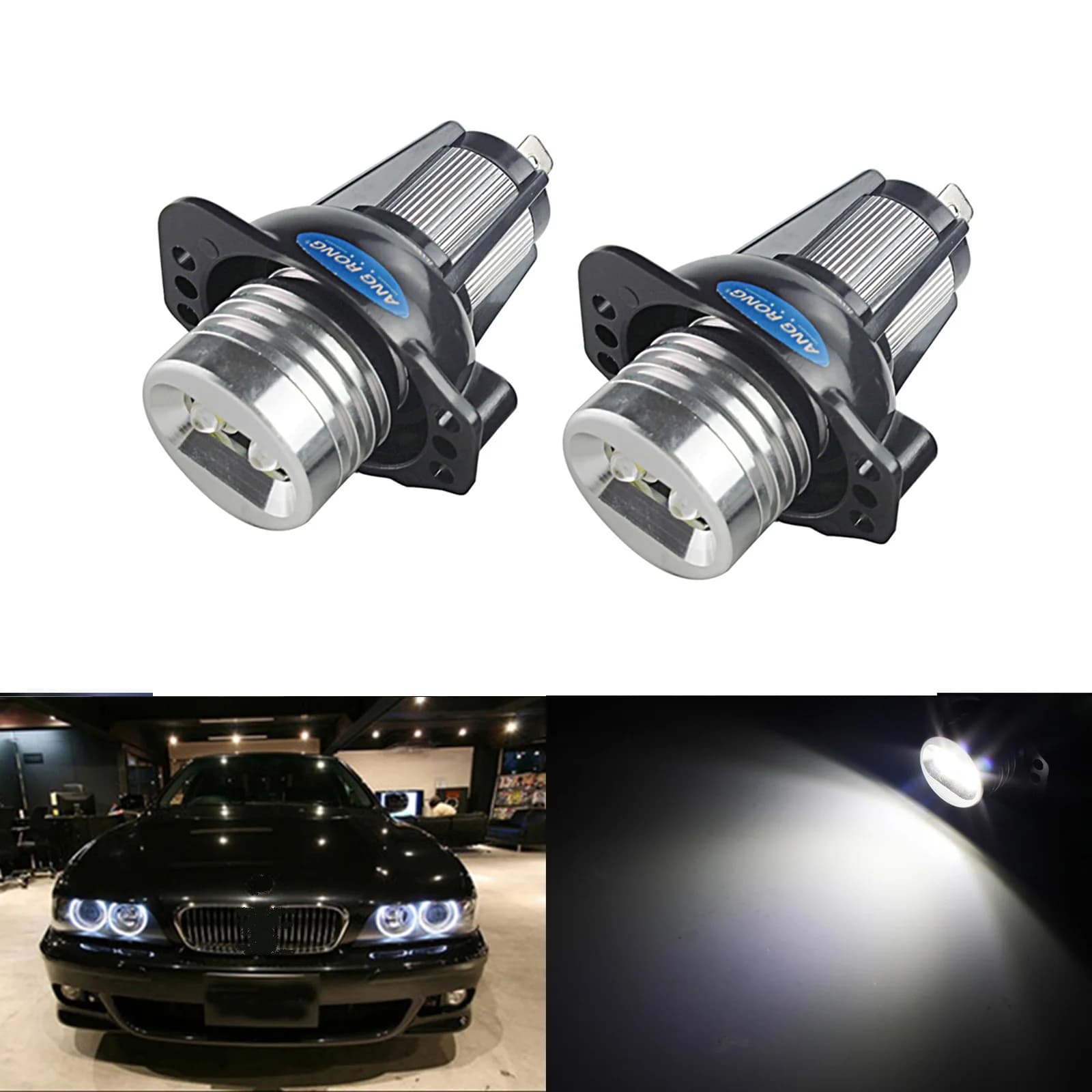 2x Anelli Luminosi LED Angel Eye 6W Bianchi per BMW E90 E91 Serie 3 OEM 63117161444 63112179077