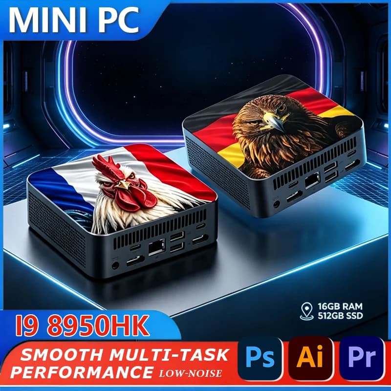 Intel i9‑8950HK 2026 Mini Desktop Gaming Computer 16GB RAM 2TB SSD WiFi6 BT5.2 Portable PC for Office Study & Gamers