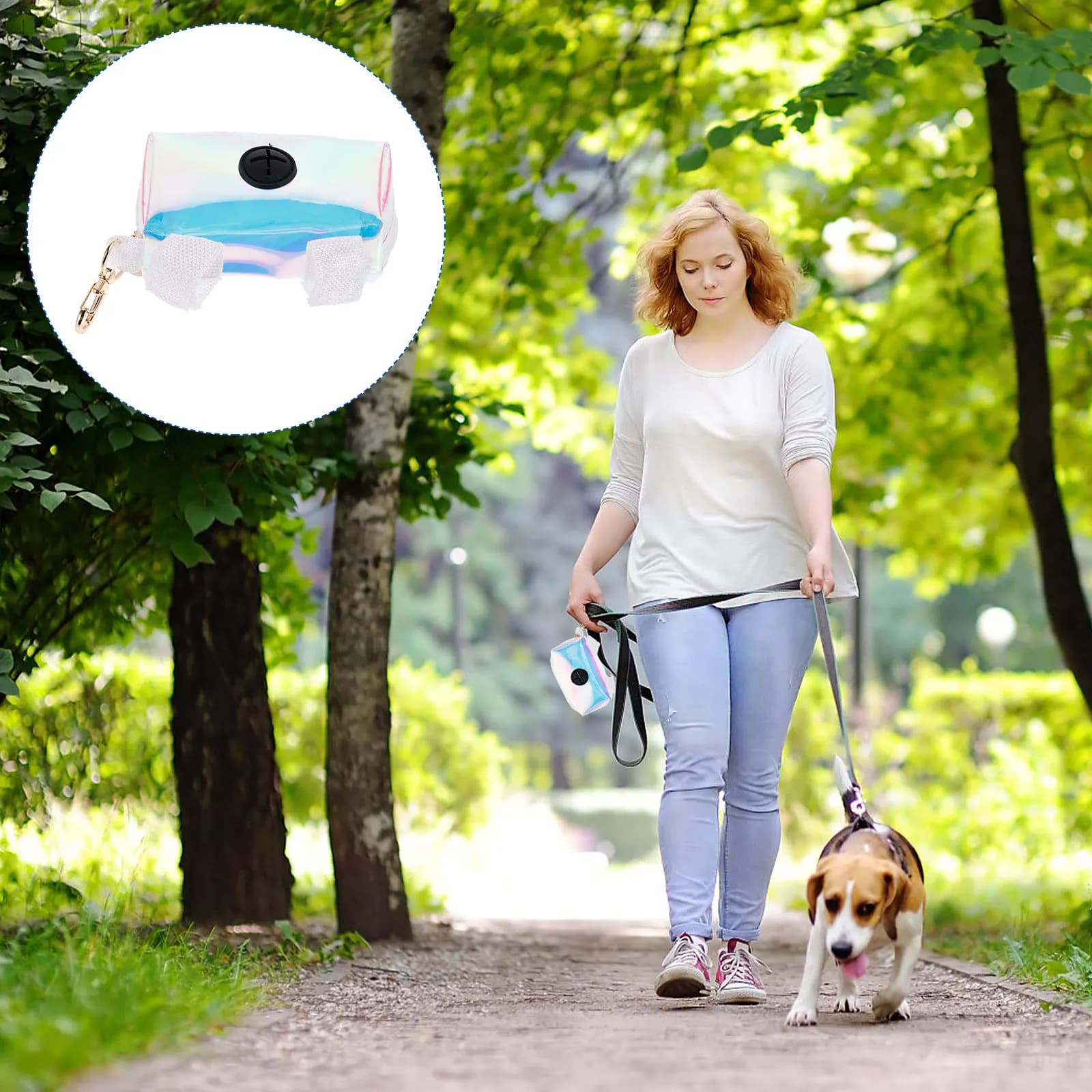 1 Pezzo Porta Sacchetti per Escrementi di Cane con Portachiavi, Dispenser Portatile per Sacchetti Igienici da Guinzaglio, Collare, Zaino - Accessori per Animali Domestici per un Ambiente Pulito