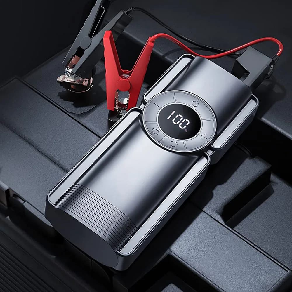 Avviatore d'Emergenza Portatile 20000mAh con Batteria al Litio, Multifunzione, Alta Potenza, Strumenti di Emergenza, Luce LED, Compressore d'Aria per Pneumatici