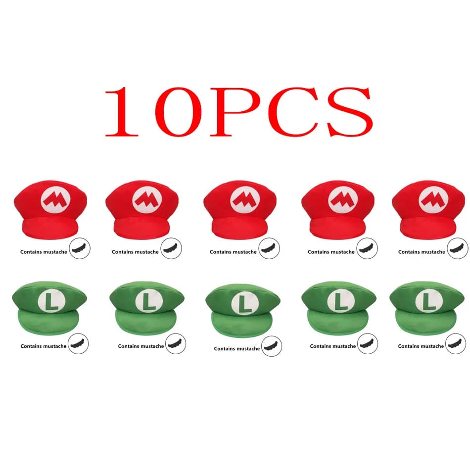 Cappello Cosplay Super Mario Bros Luigi, Giocattoli Classici, Personaggio Anime, Vestiti Divertenti per Halloween, Cappello Unisex per Adulti, Regalo per Feste