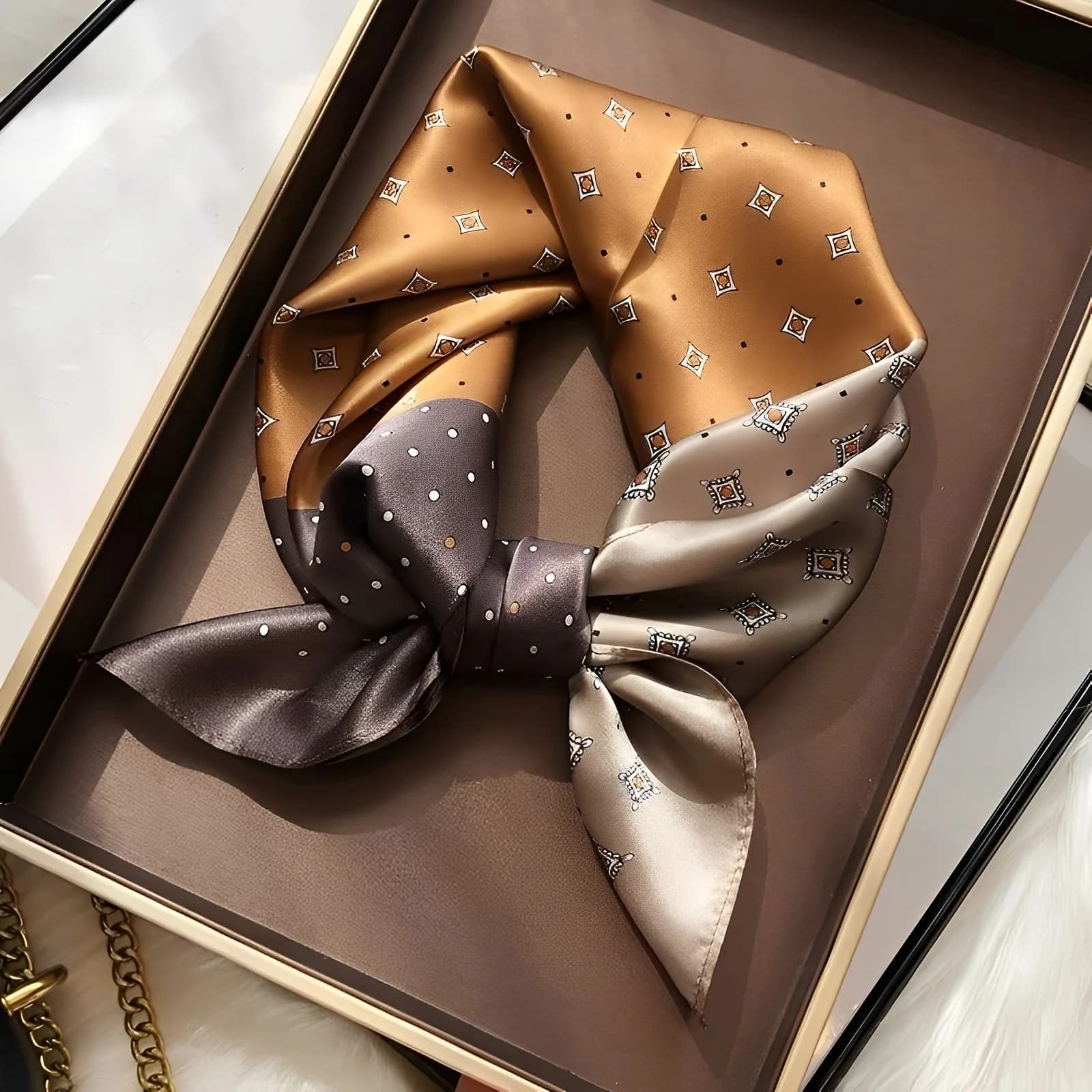 Sciarpa quadrata a pois con diamanti finti da 25,59 pollici Elegante scialle in seta imitazione Decorazione casual Foulard Sciarpa al collo piccola