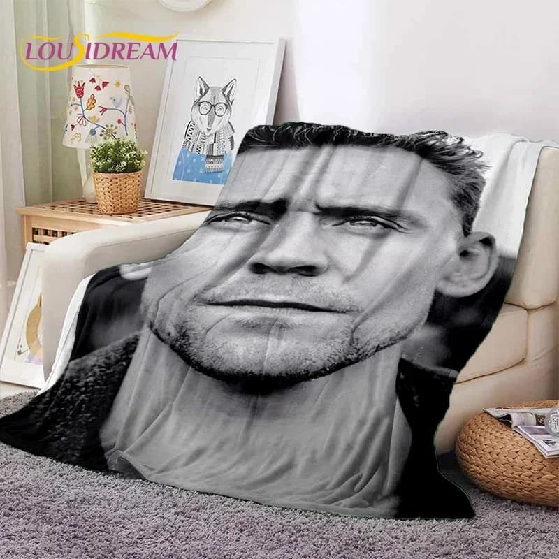 3D Tom Hiddleston Collage Actor Soft Flannel Blanket for Beds Bedroom Sofa Picnic,Throw Blanket for Outdoor Leisure Nap Gift Kid