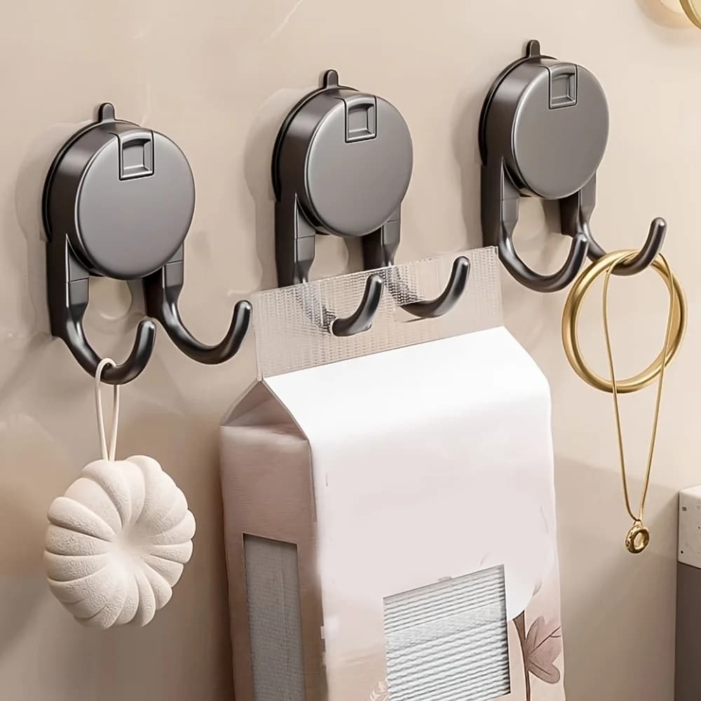 1pc Suction Cup Hooks - Waterproof, Removable Wall-Mounted Towel Holders for Kitchen & Bathroom Storage, Space-Saving Design