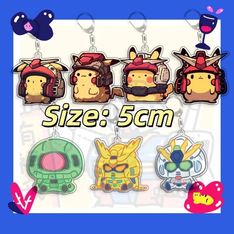 Keychain for Gundam RX-0 Unicorn Gundan Backpack Pendant Anime Game Fans Gift Recycled Acrylic Decoration Rare Card Toy 5cm