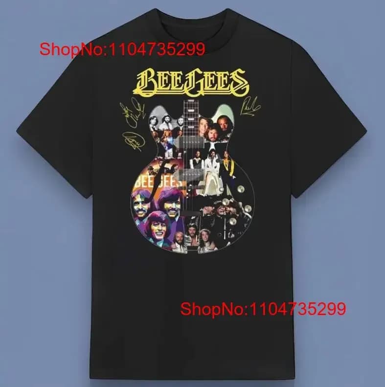 Maglietta vintage per chitarra con foto di Bee Gees Band per fan di tutte le taglie S 4XL vintage lavata leggermente elegante morbida homme allungata