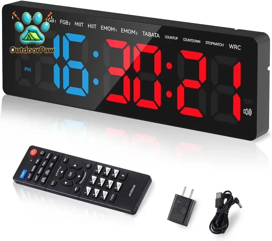 Gym Timer 3.5" Large LED Display Wall Clock Gym Interval Workout Count Down & Up Stopwatch Digital Time Timers for Fitness Home