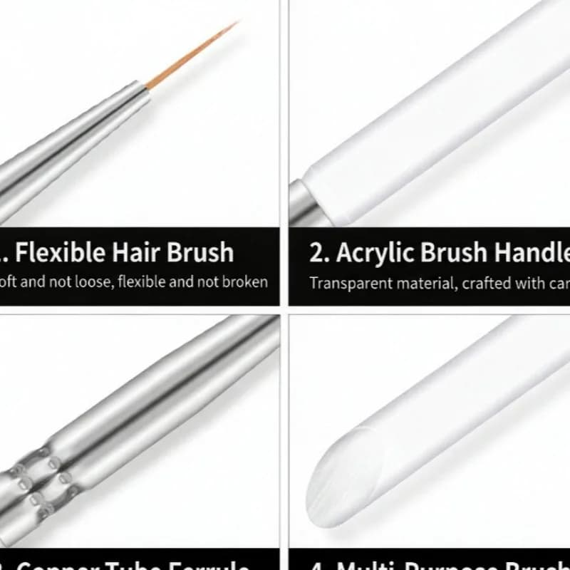 1pcs Nails Art Liner Brushes Elongated Lines Striping Drawing Painting Pen FlatFan Liner Acrylic Gel UV Polish Manicure Tools