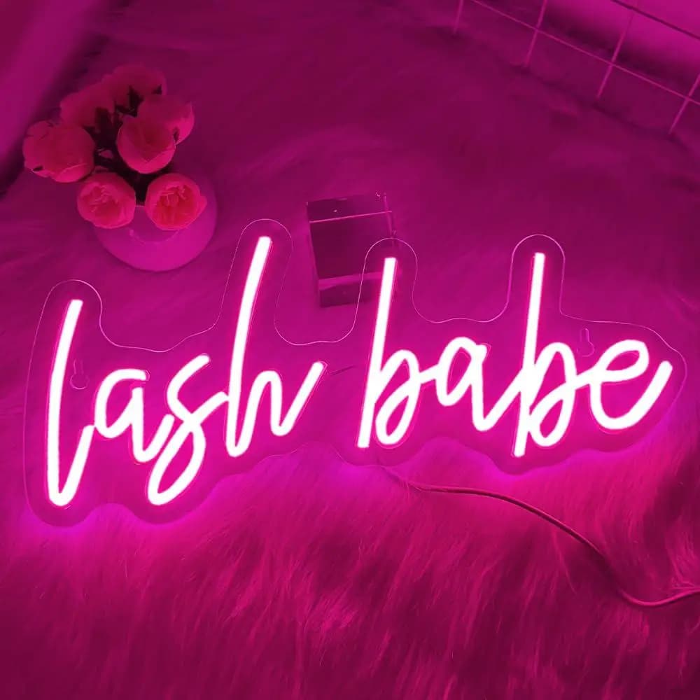Insegna al Neon per Salone di Bellezza con Tema 'Lash Babe', Luce LED Dimmerabile USB per Decorazione Estetica di Saloni di Bellezza, Unghie e Capelli