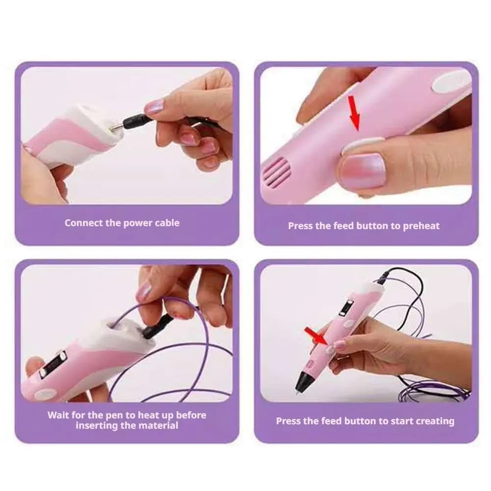 18 cm 3D Pen with LCD Display, PLA Filament Kit, Creative Tool for Artistic Design and Craftsmanship, Includes Threads and Support