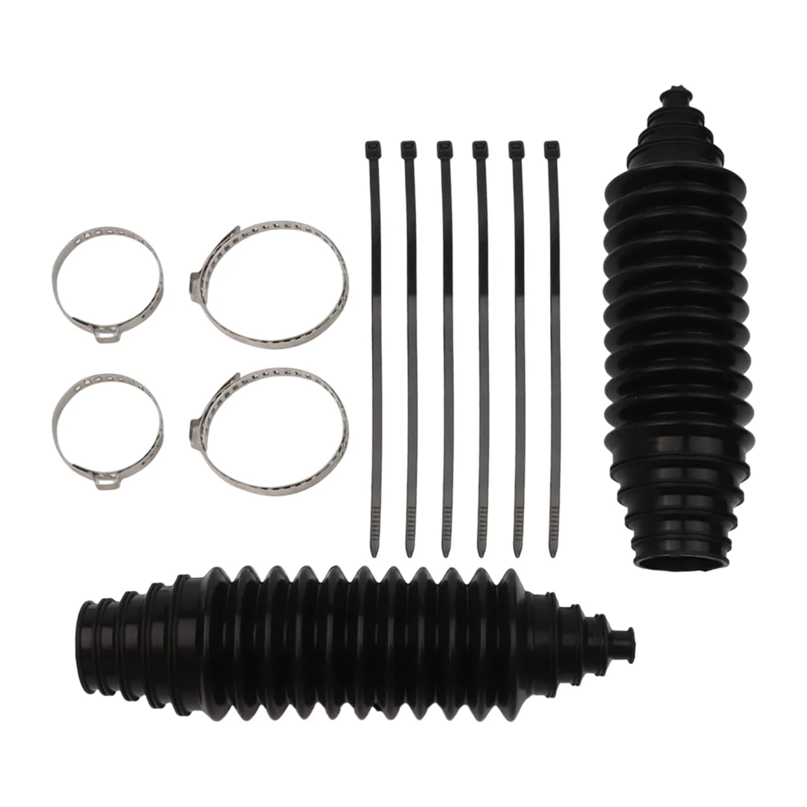 2pcs Rack and Pinion Dust Boot Set with Adjustable Locking Clamps and Cable Ties for Automotive Steering Protection