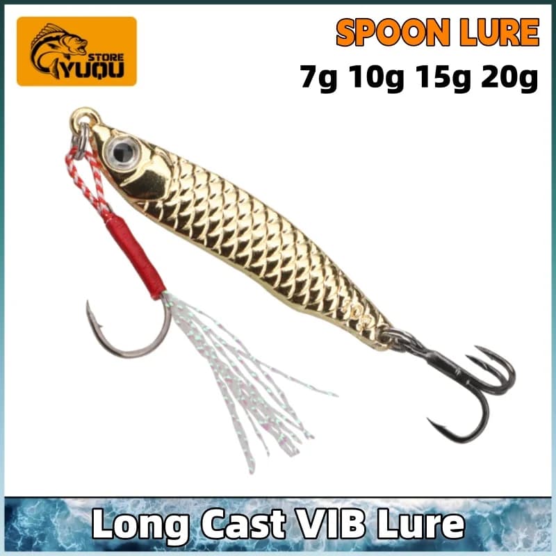 7g 10g 15g 20g Lungo CastVIB Richiamo di Metallo Cast Jig Cucchiaio Shore Casting Jigging Pesce Spigola Richiamo di Pesca Esche Artificiali Affrontare