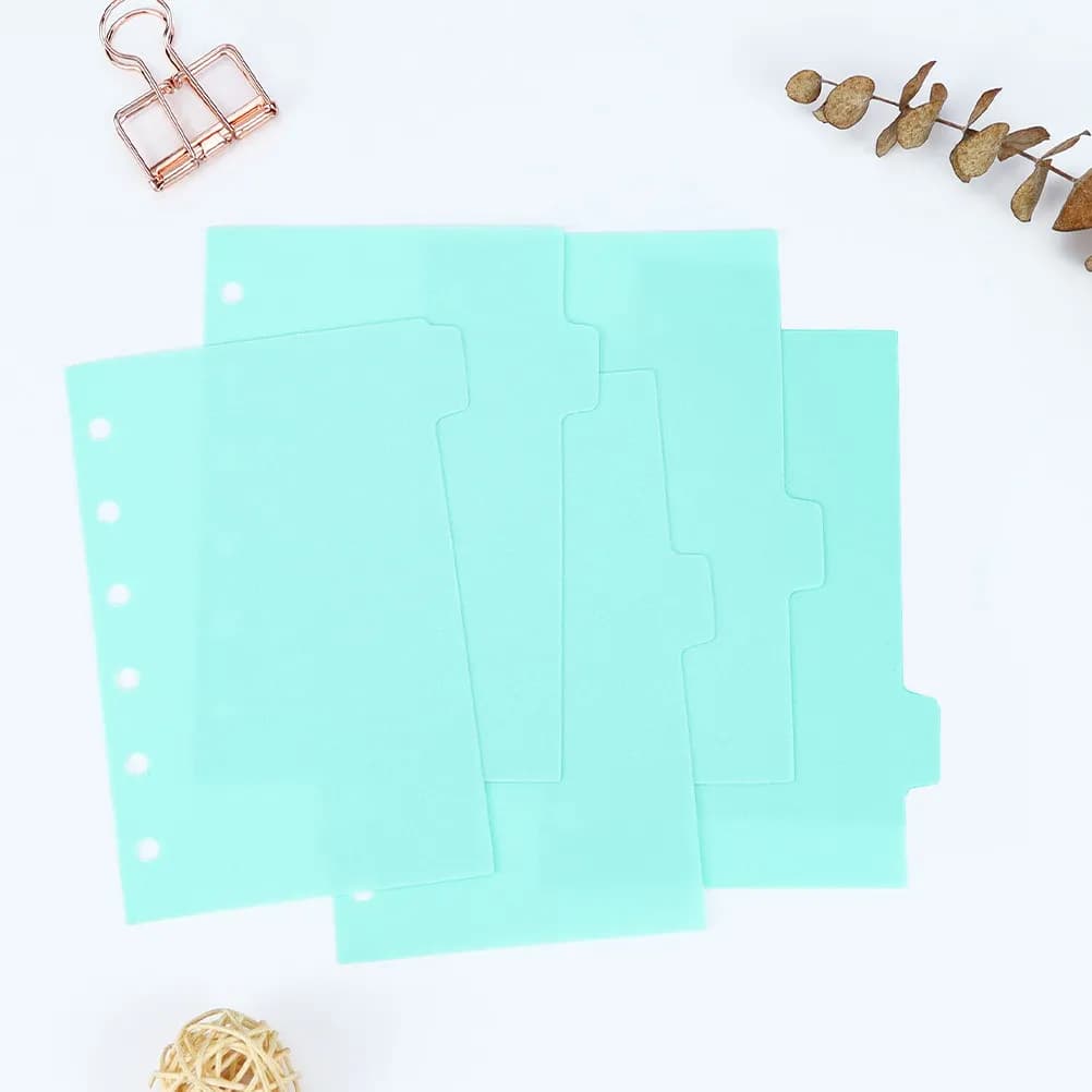 6Sheet A7 Notebook Planner Dividers Plastic Loose Leaf Binder Inserts for Notes Documents Budget Journal Organizer Index Divider