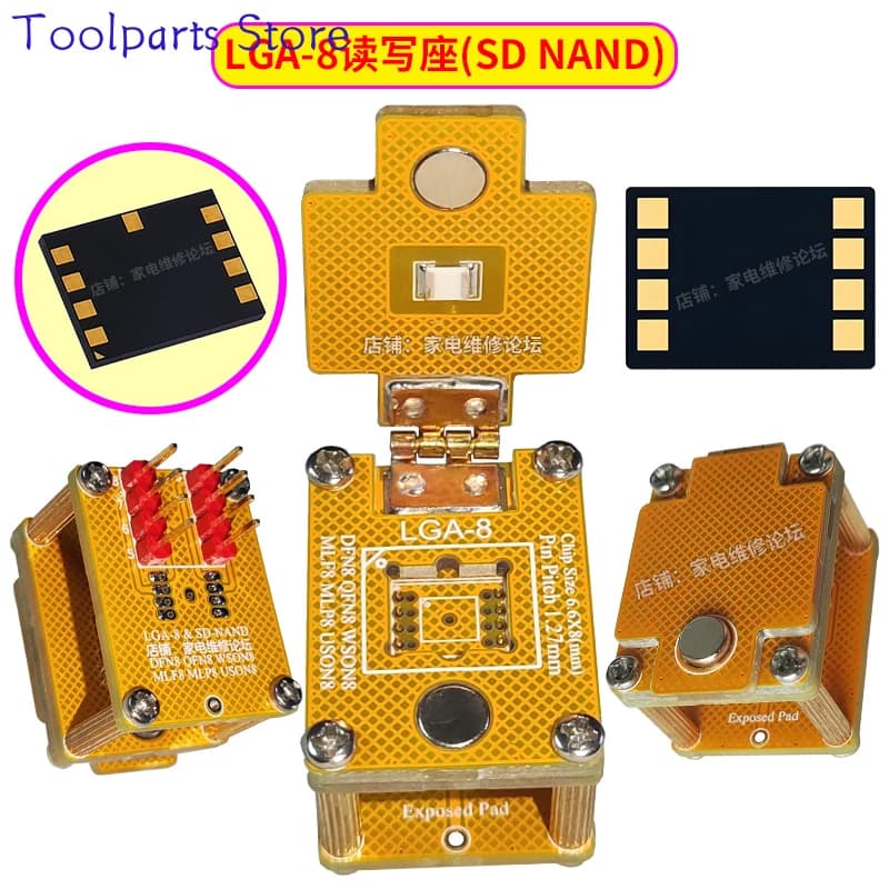 Presa di lettura LGA-8 presa di prova di combustione SD-NAND 1.27 presa interna 6 x8 Flip IC