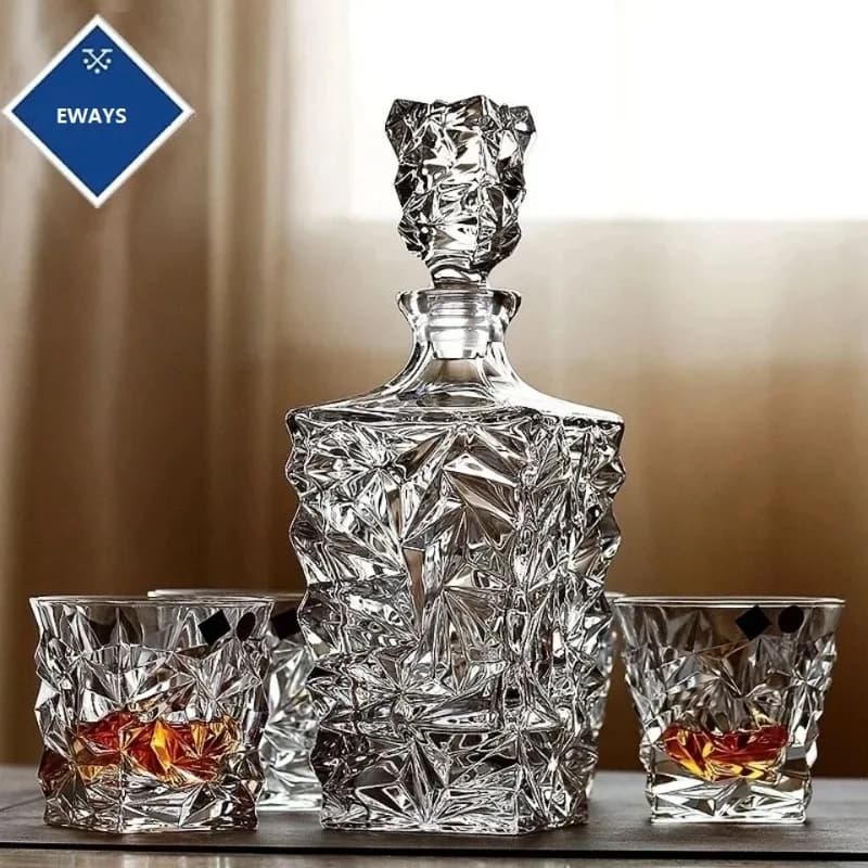 -Bottiglia di vetro di cristallo, Decanter per vino, Whisky, Versatore di Liqour, Barattolo di bottiglia di birra per vodka da bar domestico, JR