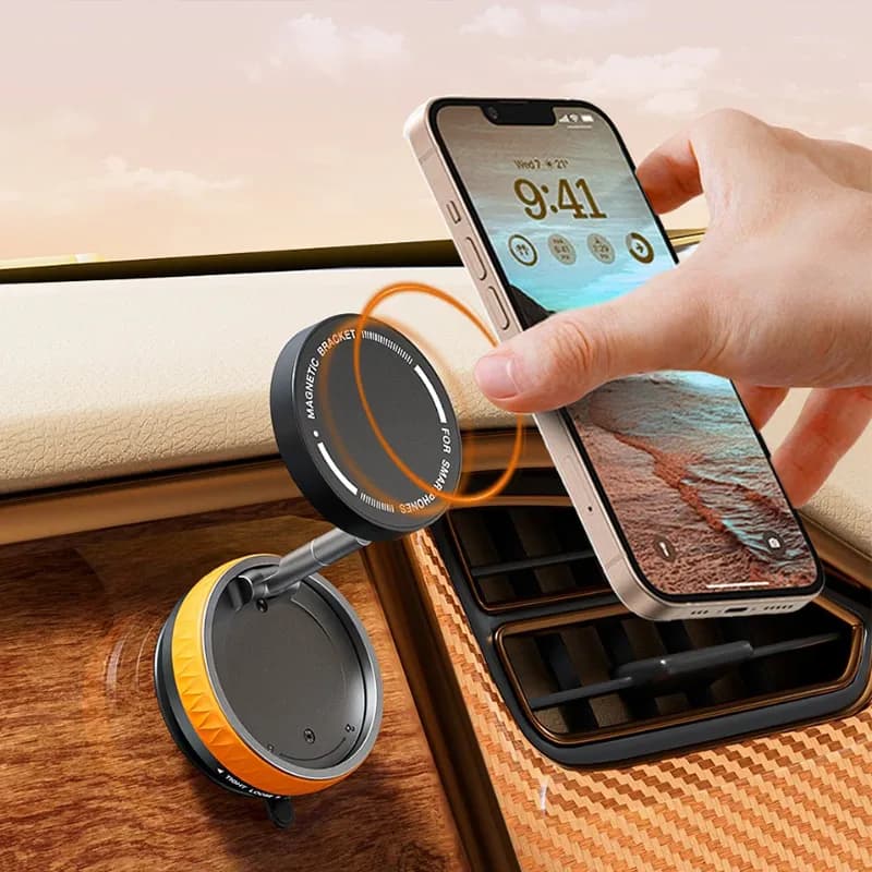 Caricatore Wireless Magnetico per Auto con Ventosa, Pieghevole a 360° ° Supporto Girevole Universale per iPhone Samsung, per Palestra e Specchio da Bagno, 1 Pezzo