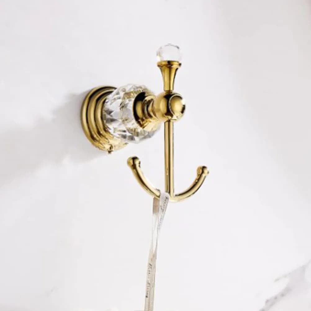 Hook Stainless Steel Decorative Crystal Bathroom Towel Holder Heavy Duty Robe Hanger Wall-Mounted Punching Towel