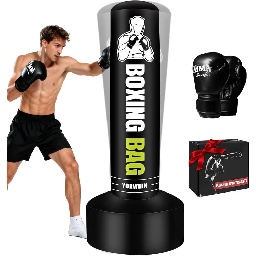 Sacco da Boxe Alto Autoportante per Adulti con Guanti, per Principianti di Kickboxing e MMA, Fitness Domestico
