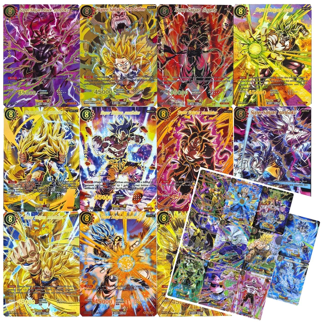 Set di 11 Carte Flash Pieghevoli Dragon Ball Ultra Instinct Versione USA 1-2, Carte da Collezione Son Goku Vegeta Saiyan, Regalo