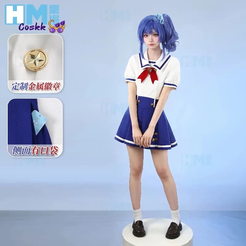 Love Live! Aikatsu! Ichigo Hoshimiya Aoi Kiriya Cosplay Costume Starlight Academy Summer School pleated skirt Uniform Full Set