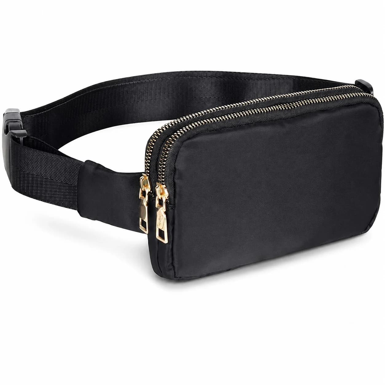 Fashion Double Zipper Waist Bag for Women Men, Lightweight Fanny Pack Crossbody Belt Bag for Running Travel Workout Gym Walking