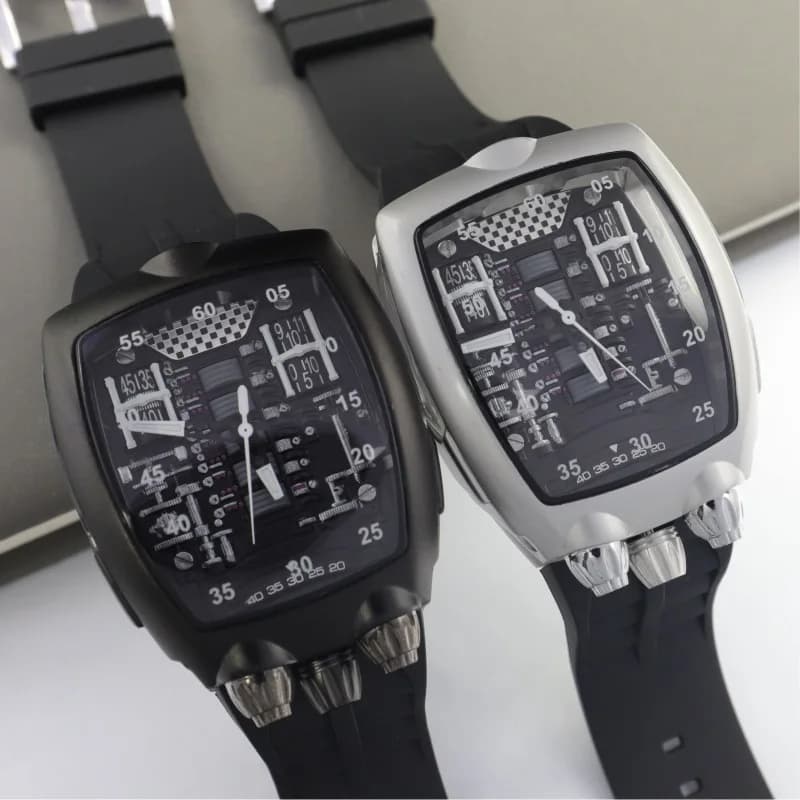 Hollow Design Fake Dial Undefeated Fashion Watch Men Rubber Strap Colorful Invincible Steel Men Watch Business Clock Relogio
