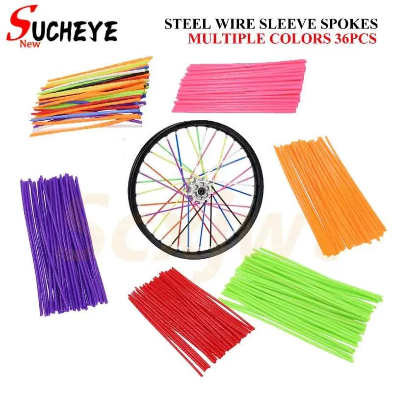 New Motorcycle 36Pcs Wheel Rim Spoke Wrap Kit Skin Cover For Motocross Dirt Pit Bike Enduro