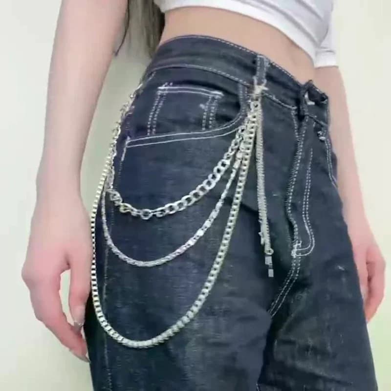Catena per Pantaloni con Ciondolo a Stella, Catenella in Metallo con Nappe per Jeans, Cinture e Abbigliamento