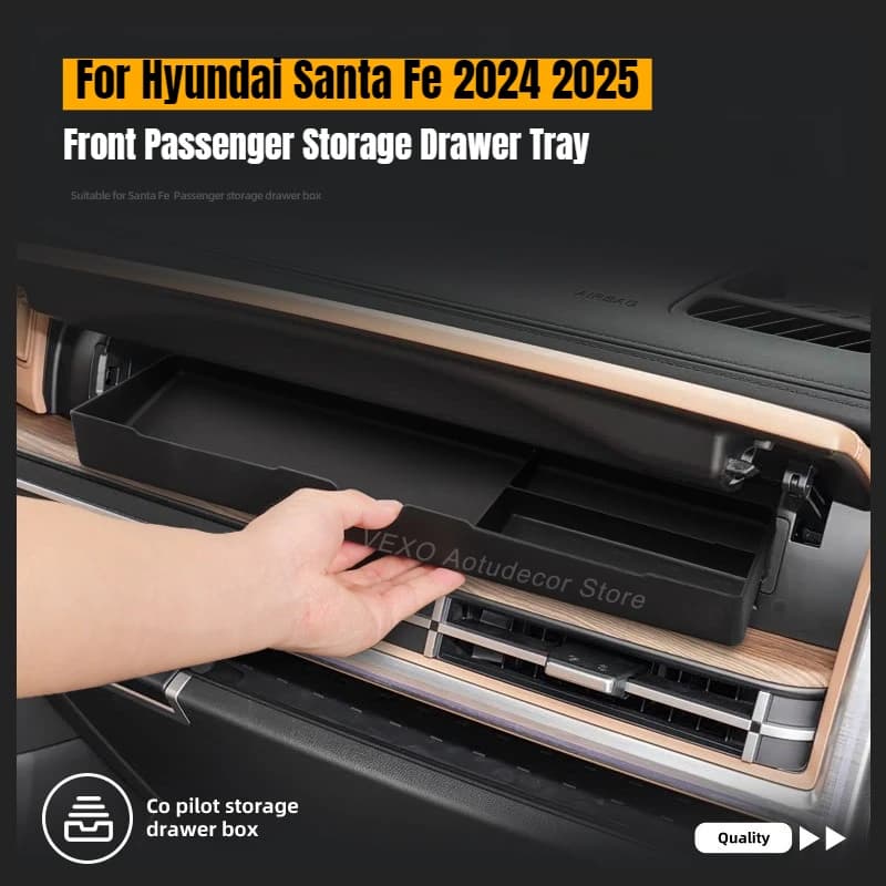 Cassetto Portaoggetti per Cruscotto Lato Passeggero per Hyundai Santa Fe 2024 2025, Accessori Auto