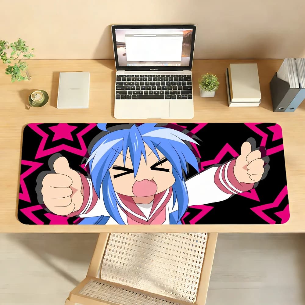 Tappetino per mouse Anime Lucky Star, antiscivolo con bordo bloccabile, tappetino da scrivania per PC, accessori per laptop, tappetino in gomma per ufficio, tastiera, tappeto XXL per giochi.