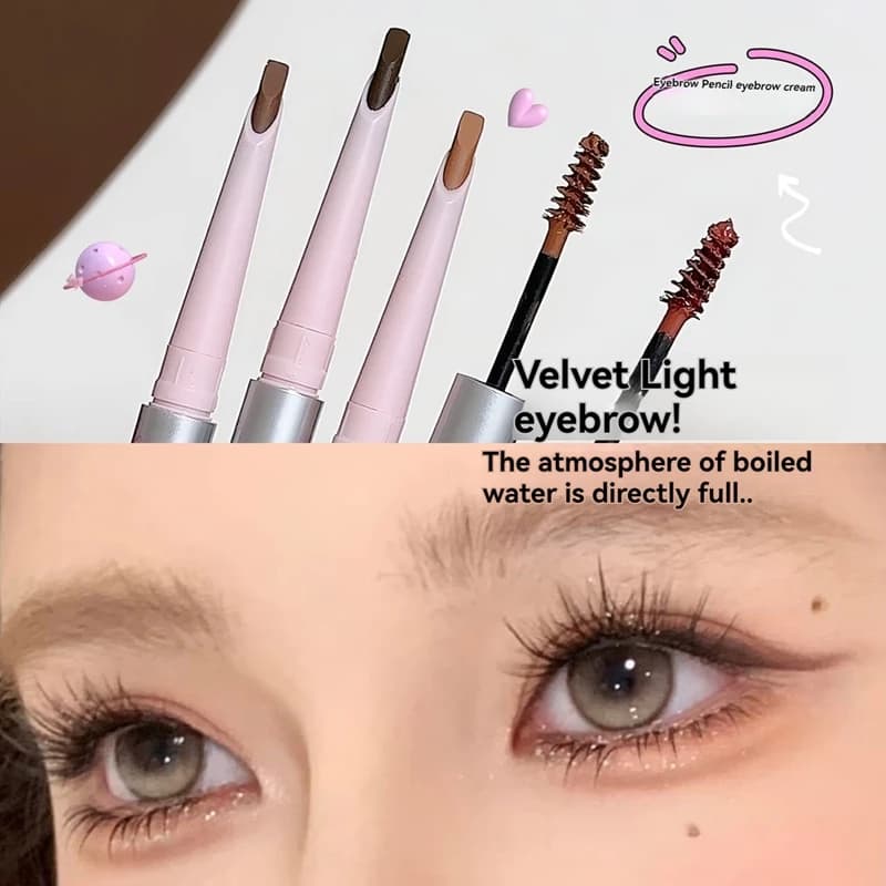 Double-tip waterproof eyebrow pencil 2 in 1, eyebrow dye, sweat resistant, long-lasting, professional, natural mascara for eyes.
