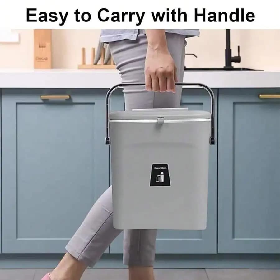 9L Kitchen Compost Bin With Handle Lid For Countertop Under Sink RV Office Bedroom