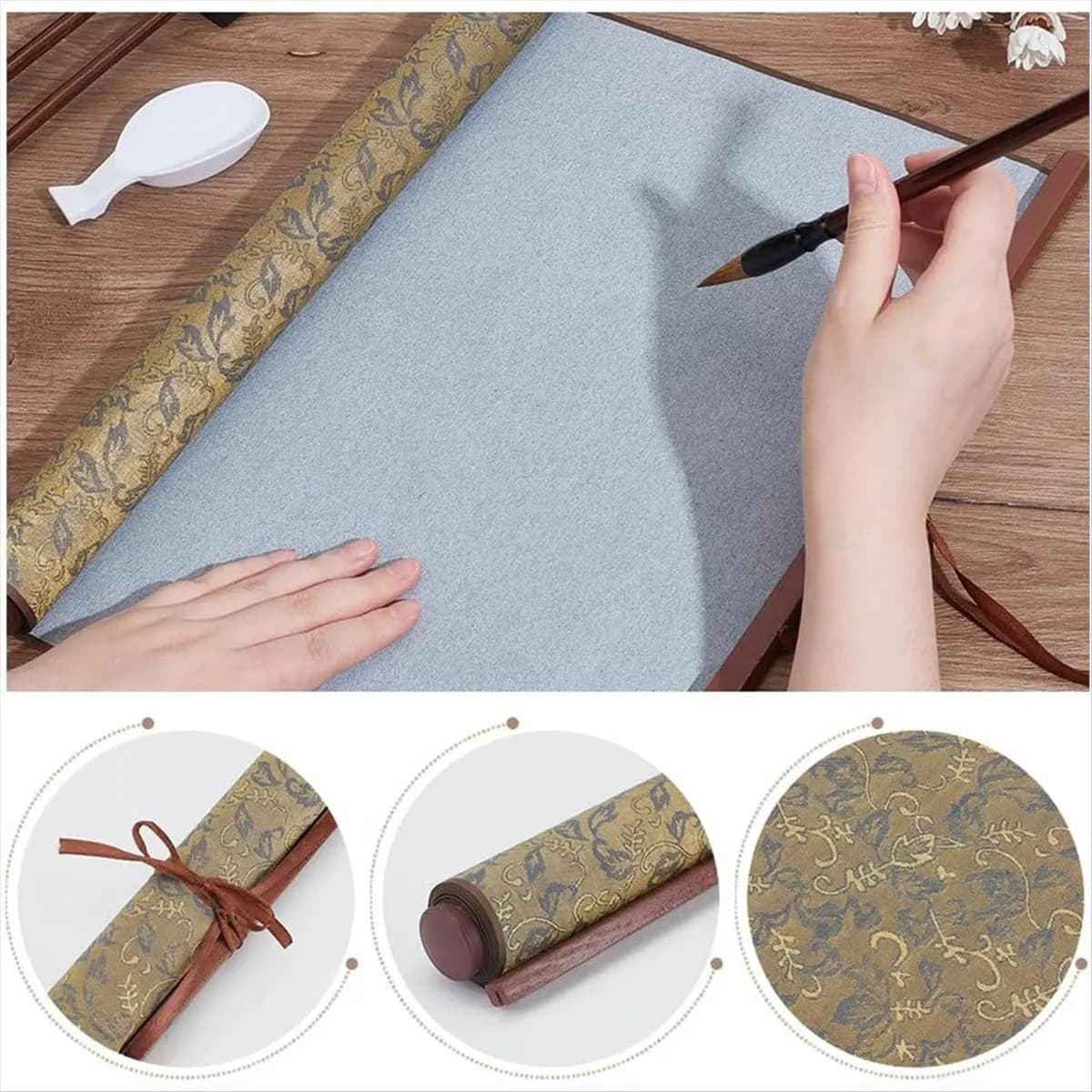 6Pcs Chinese Calligraphy Brushes Set,Painting Writing Watercolor Sumi Brushes Set with Water Writing Cloth for Beginners