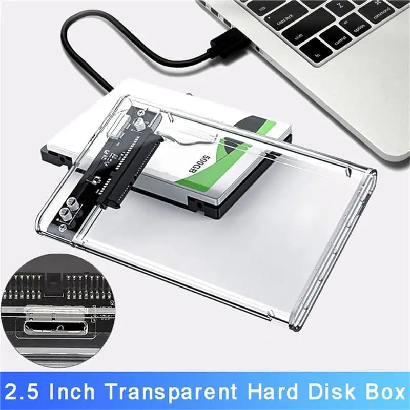& AT27 Transparent Gray HDD Case for Hard Box 2.5 Inch HDD Enclosure to USB 3.0 Type-C 3.1 External Hard Drive Case