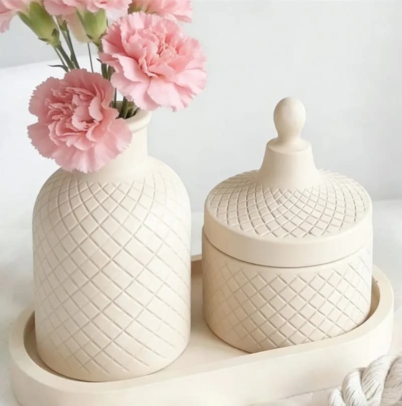 Multipurpose Silicone Mold for Epoxy Resin Gypsum Cement DIY Oval Stripe Storage Tray Lotus Candlestick Vase Home Decor